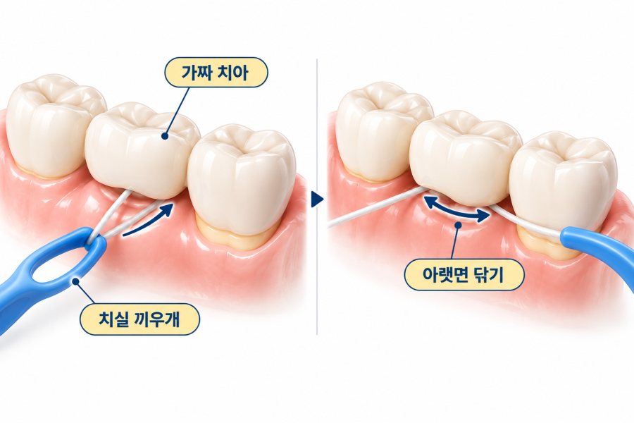 브릿지 아래 치실 청소 방법