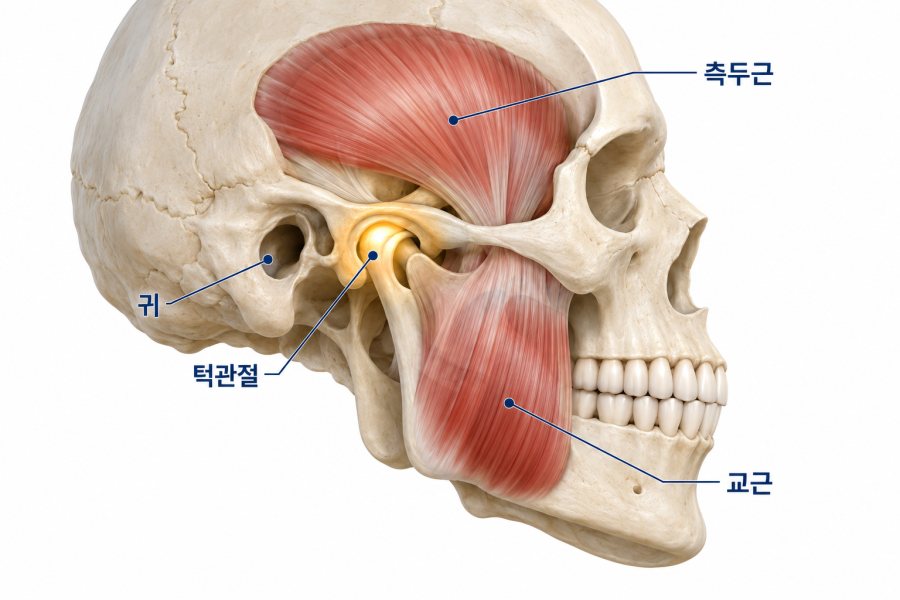 턱근육과 턱관절 위치