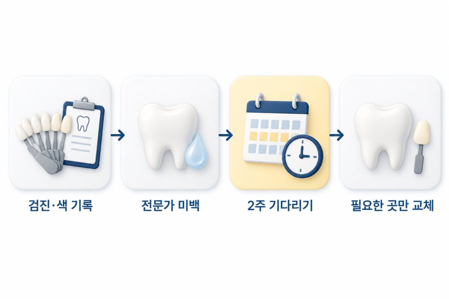 레진크라운있을때 미백순서