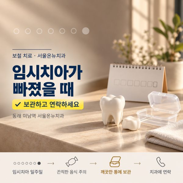 임시치아 빠졌어요, 다시 끼워도 될까요? 미남역 치과가 정리한 대처법과 사용 기간 - 서울온뉴치과 원장 칼럼